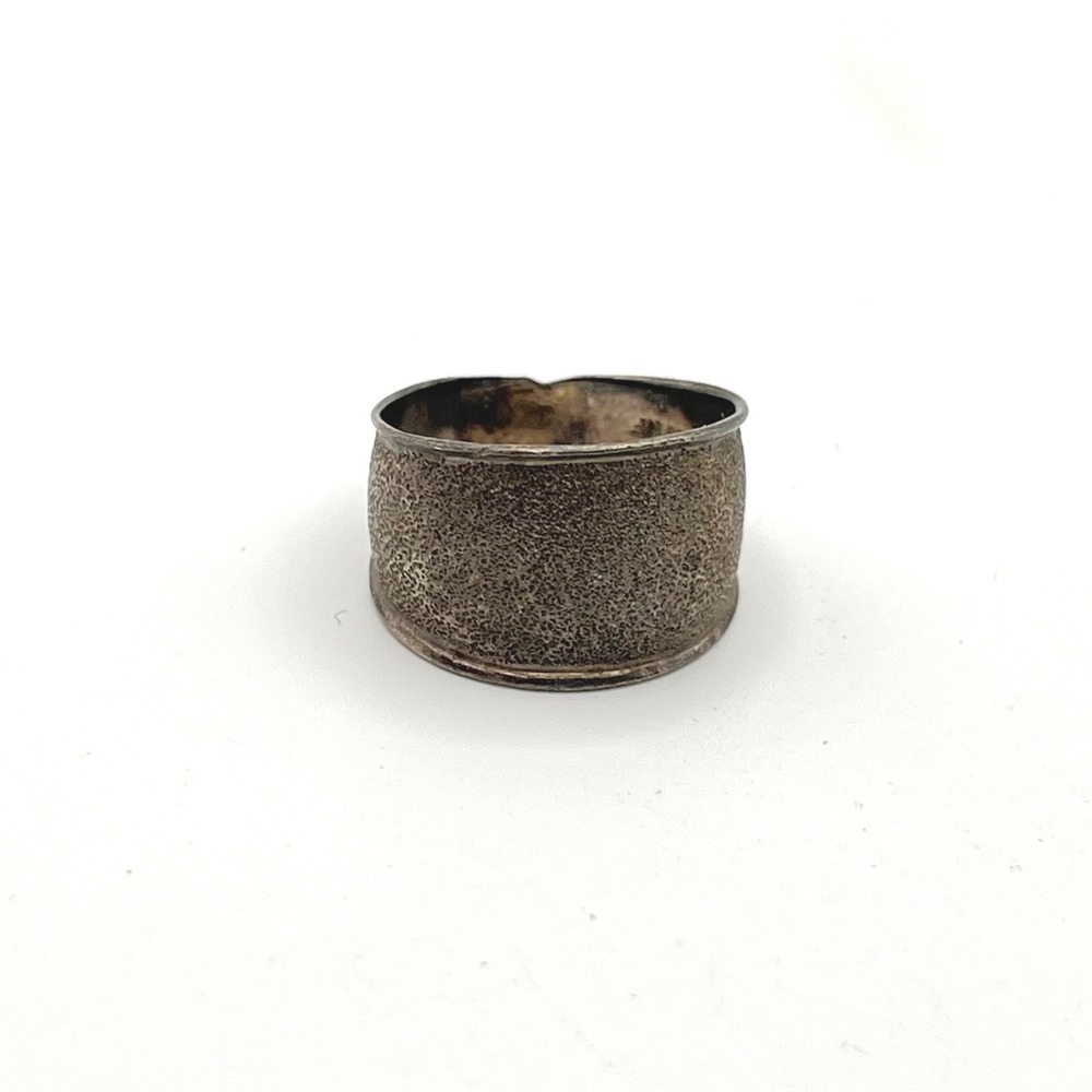 Vintage Sterling Silver 925 NF Texturedโ Stippled Wide Band Ring Size 6.5